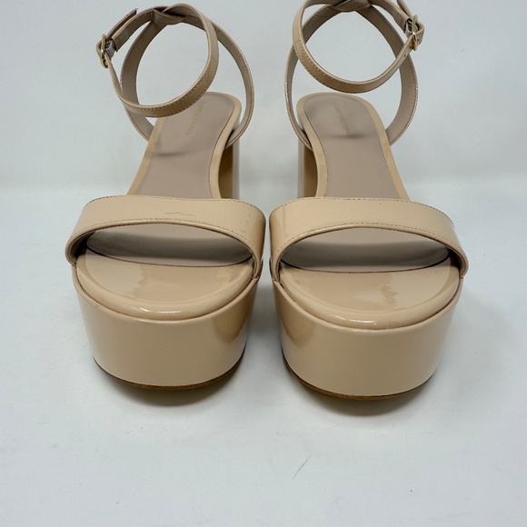 New Stuart Weitzman Gala Patent Leather Sandals Golden Beige Sz 10 - Picture 10 of 14